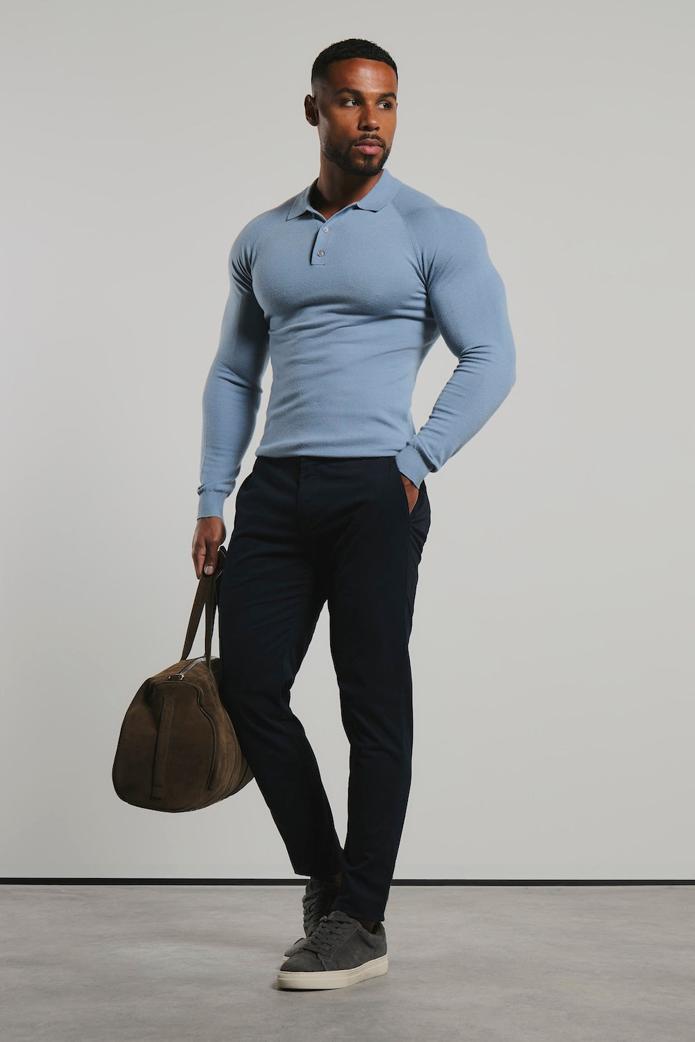 Knitted Polo Shirt in Airforce