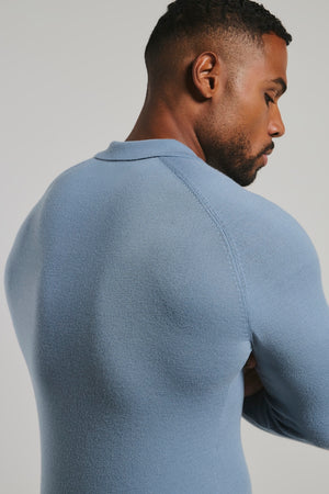 Knitted Polo Shirt in Airforce