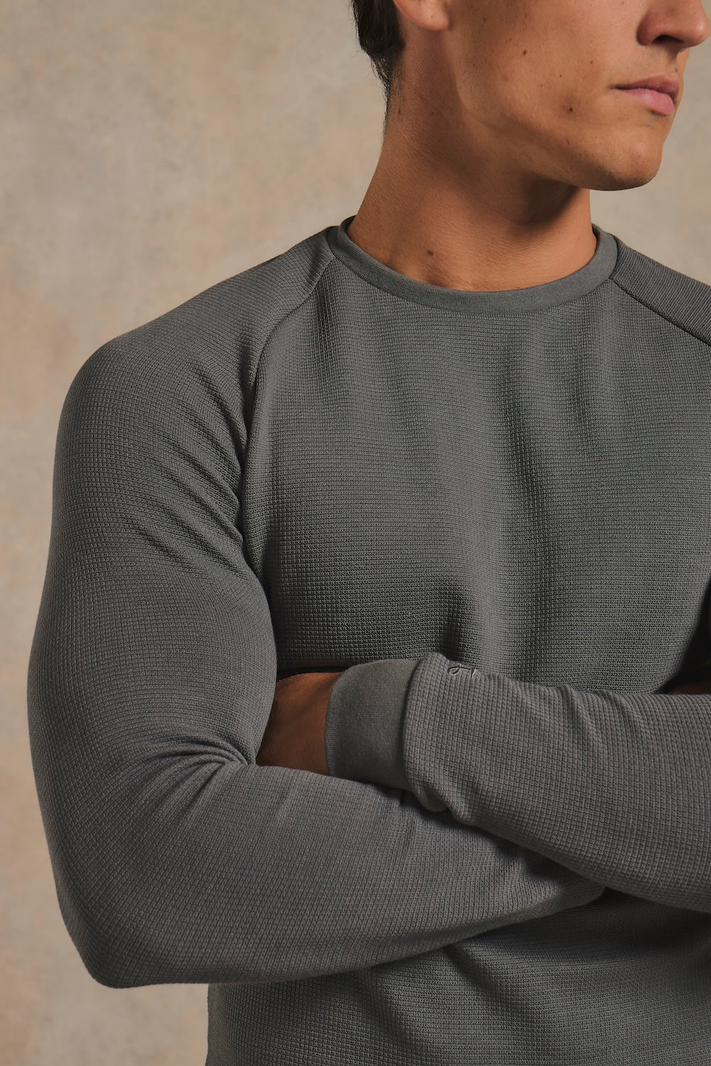 Heavy Weight Textured Crew Neck in Smoky Grey