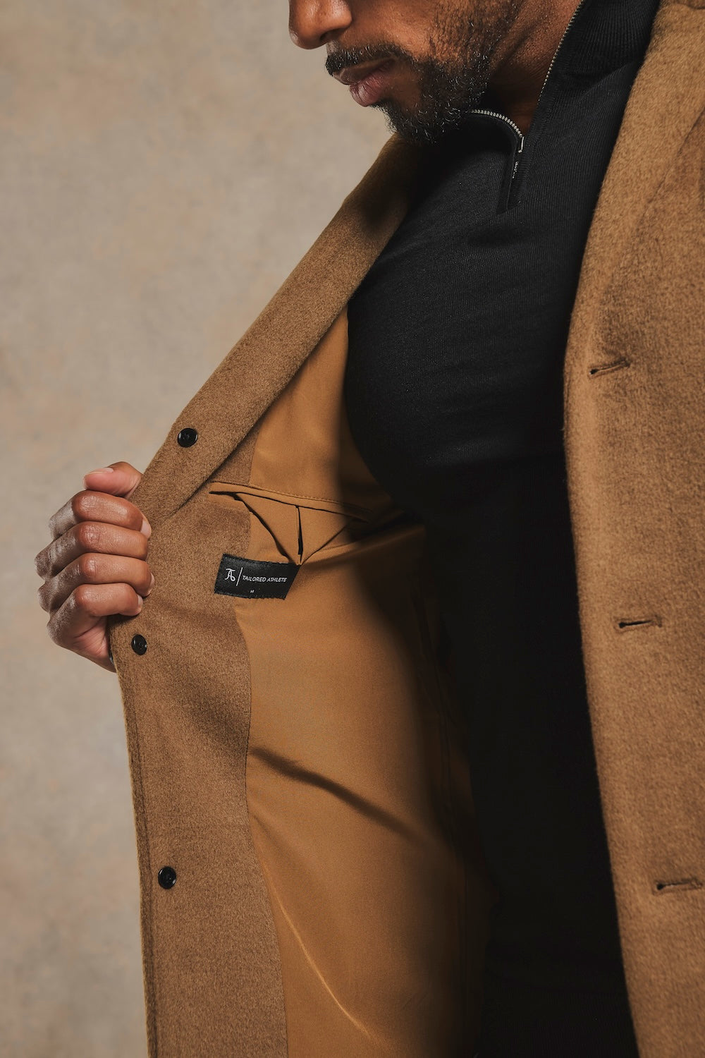 Single Breasted Overcoat in Camel