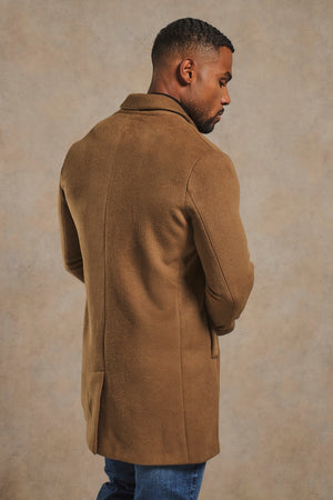 Single Breasted Overcoat in Camel