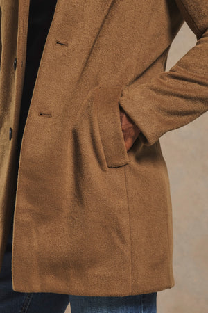 Single Breasted Overcoat in Camel