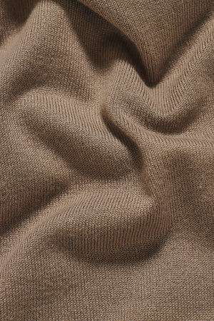 Open Collar Knitted Polo Shirt in Mink