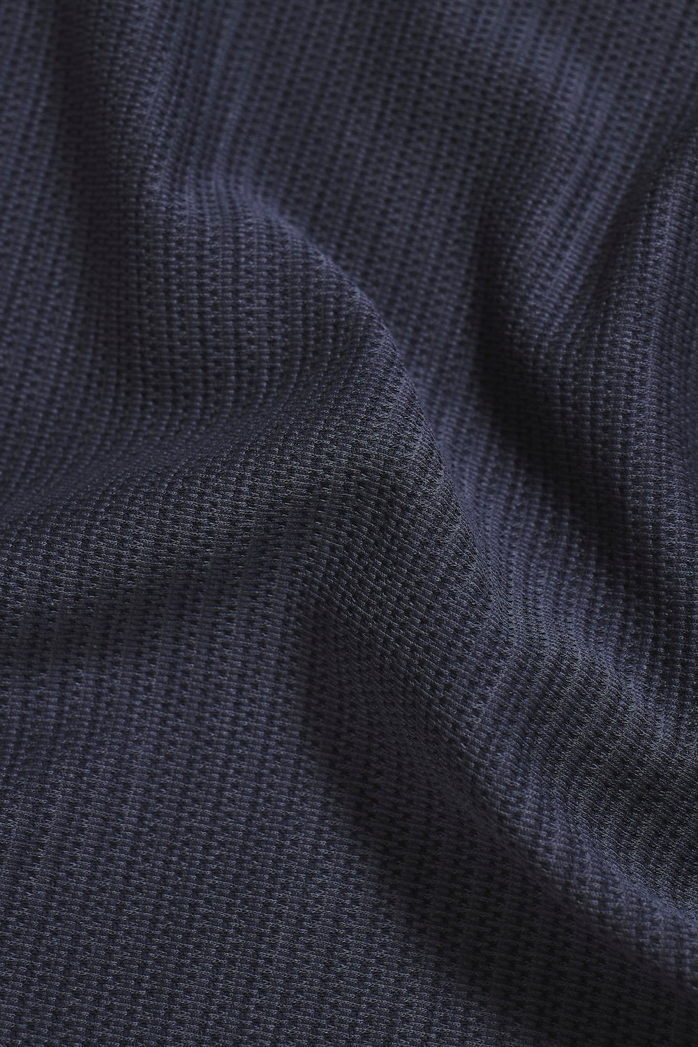 Textured Zip Neck Polo Shirt in Ink