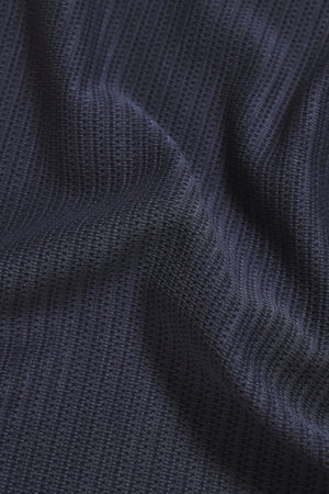 Textured Zip Neck Polo Shirt in Ink