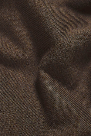 Tipped Knitted Polo Shirt in Brown Marl with Alabaster Tipping