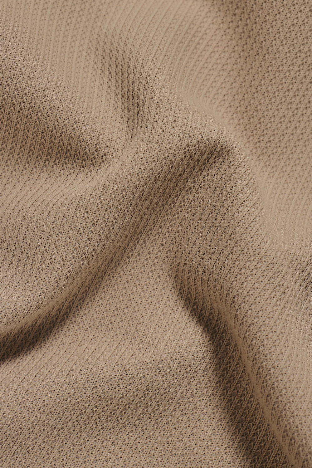 Textured Buttonless Polo Shirt in Stone