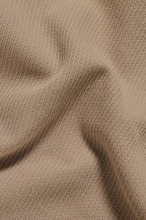 Textured Buttonless Polo Shirt in Stone