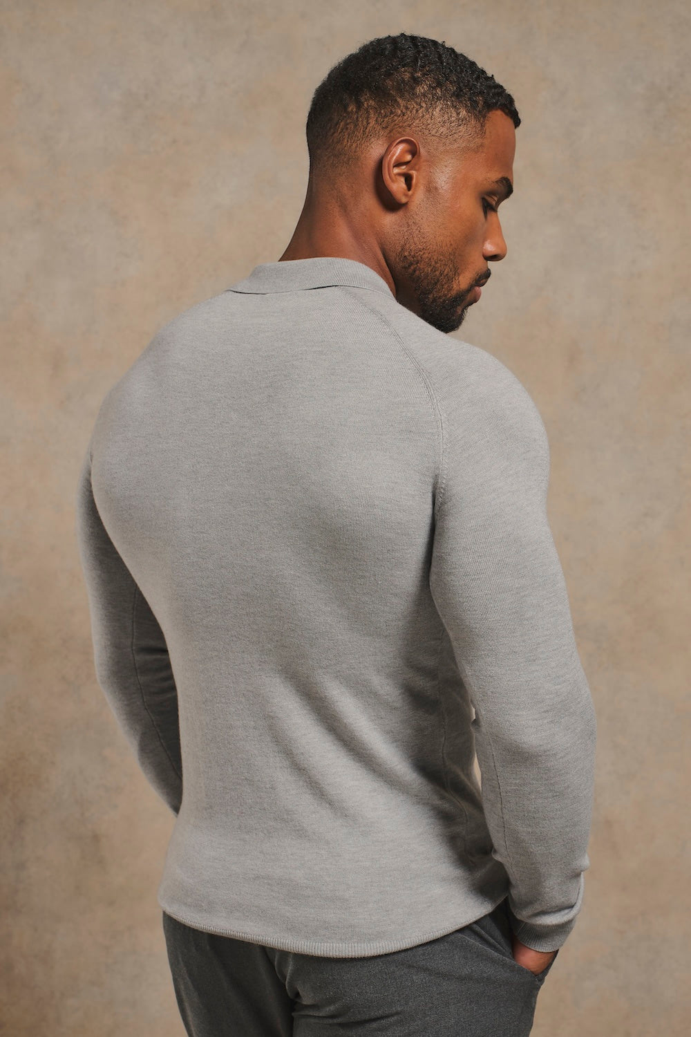 Knitted Polo Shirt in Grey