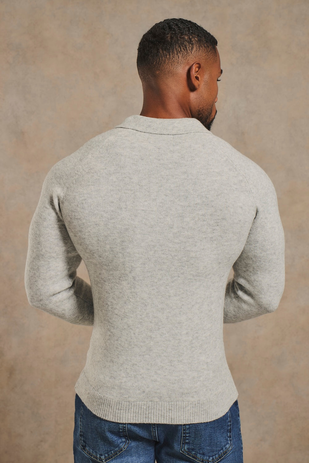 Supersoft Knitted Polo Shirt in Soft Grey