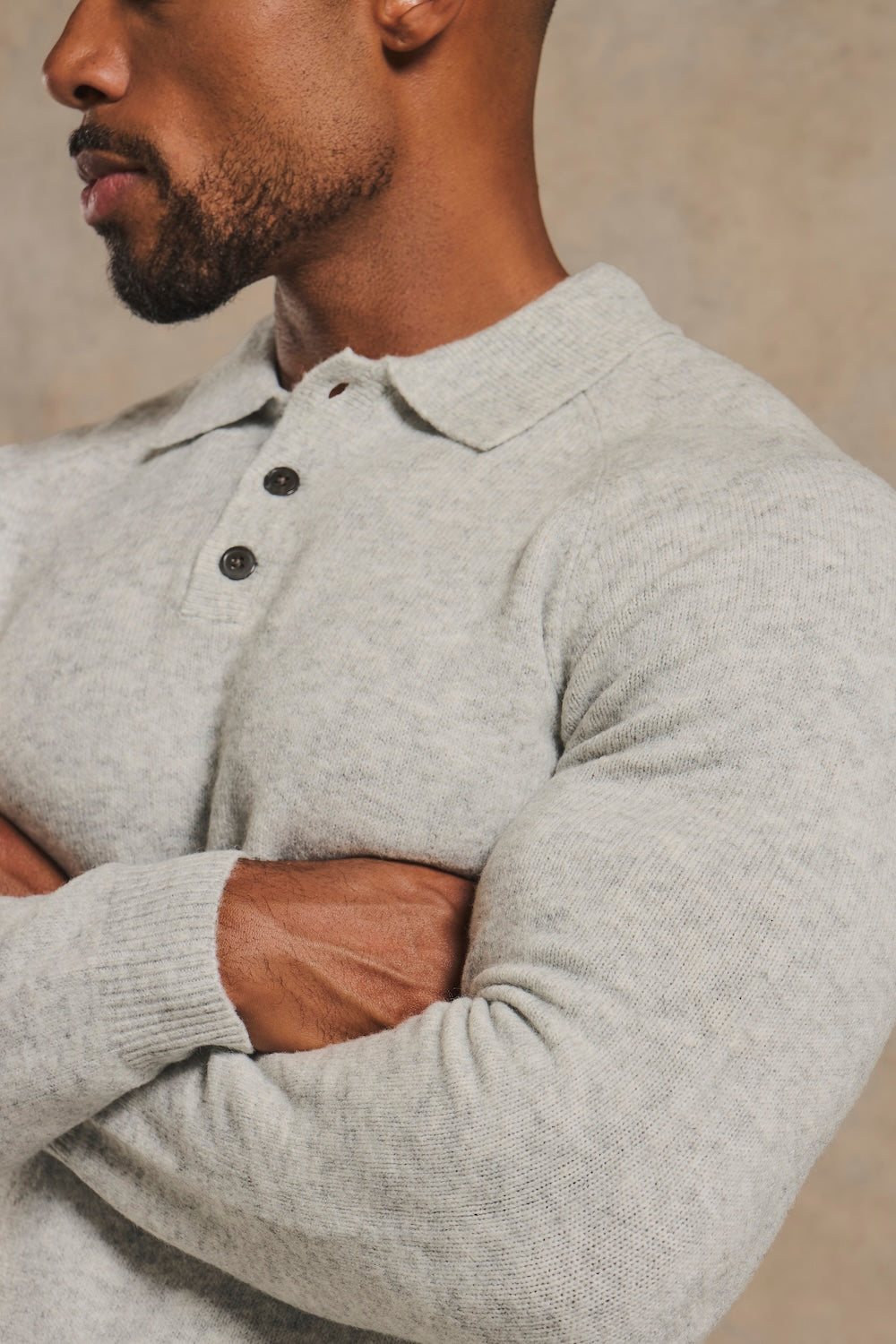 Supersoft Knitted Polo Shirt in Soft Grey