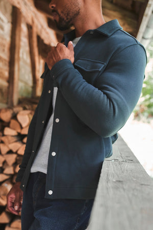 Textured Jersey Shacket in Ink