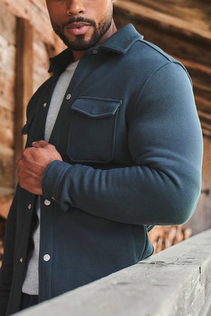 Textured Jersey Shacket in Ink