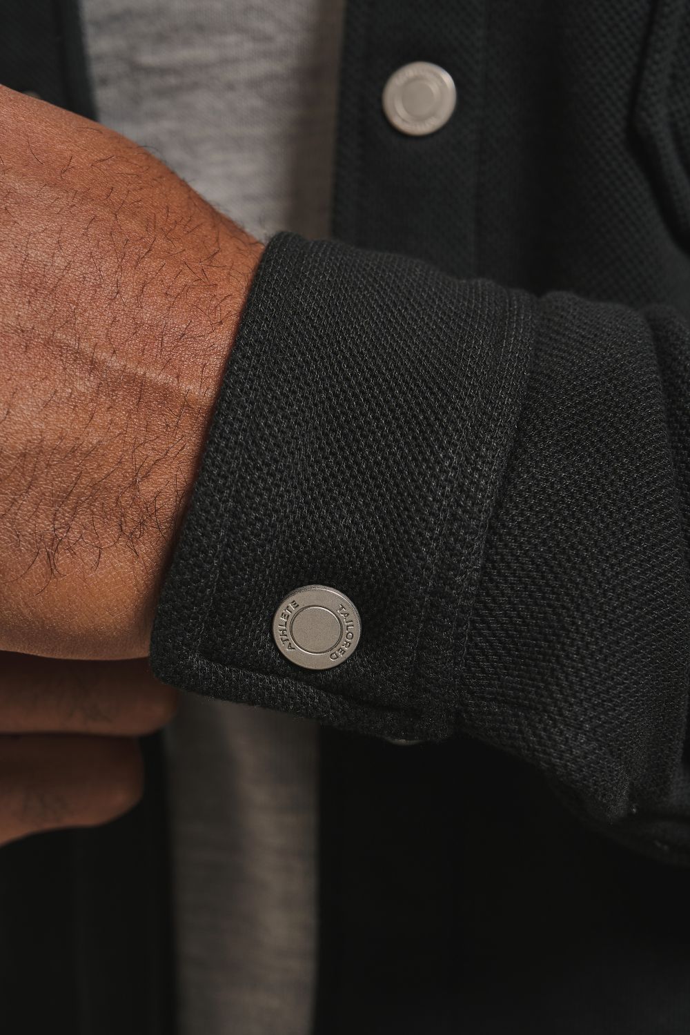 Textured Jersey Shacket in Black