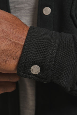Textured Jersey Shacket in Black