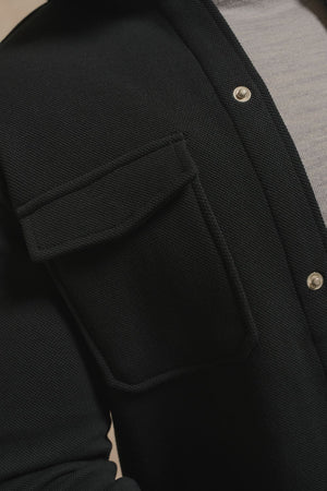Textured Jersey Shacket in Black