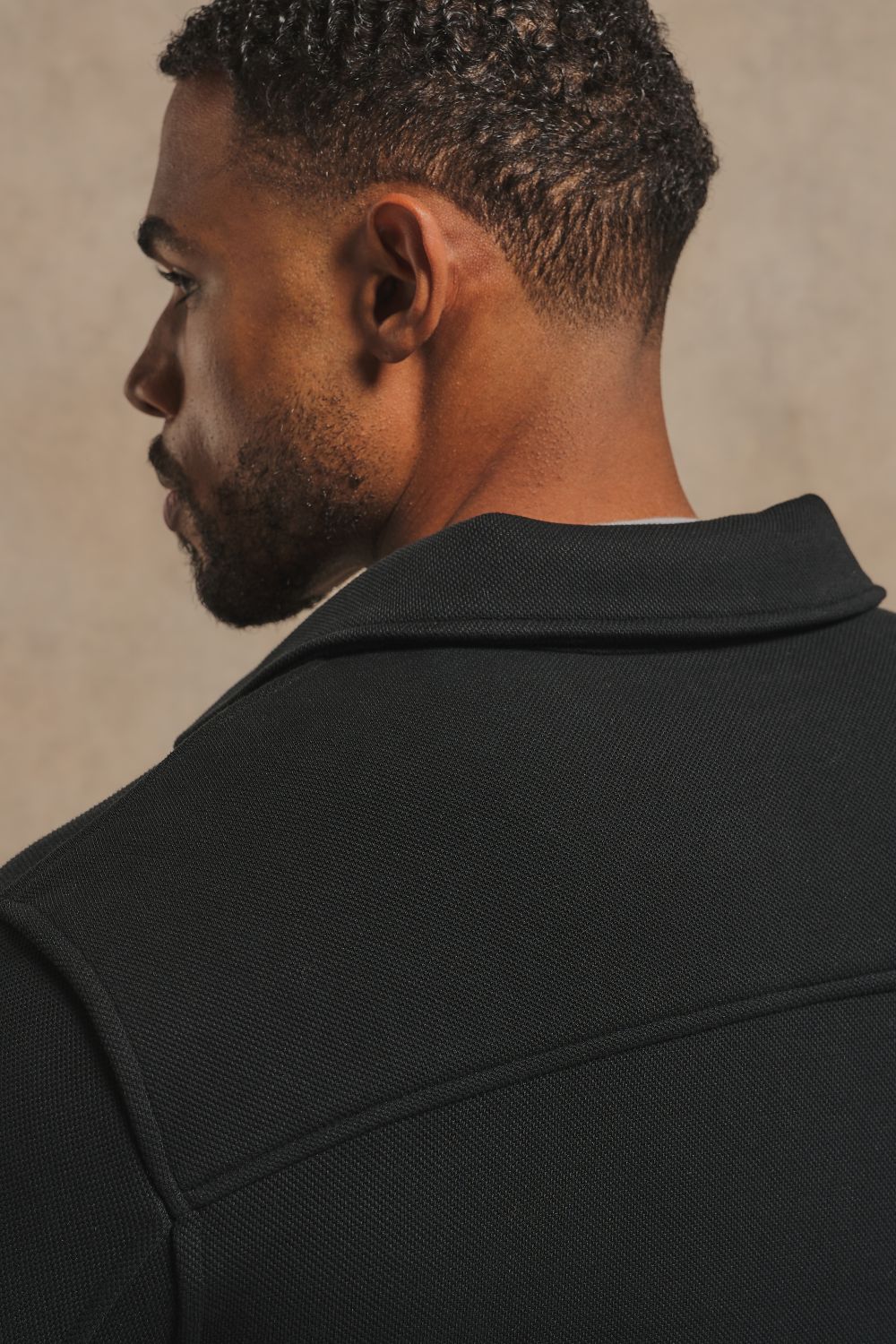 Textured Jersey Shacket in Black