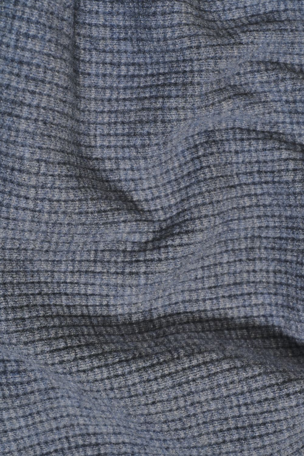 Tipped Fisherman Ribbed Open Collar Polo Shirt in Grey Blue with Light Grey Marl Tipping