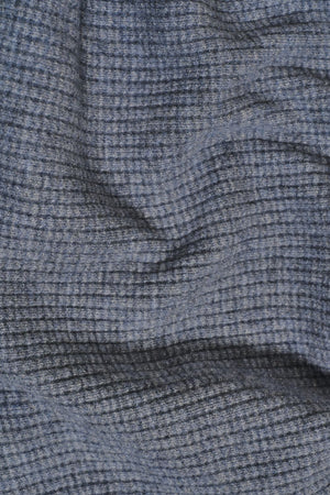 Tipped Fisherman Ribbed Open Collar Polo Shirt in Grey Blue with Light Grey Marl Tipping