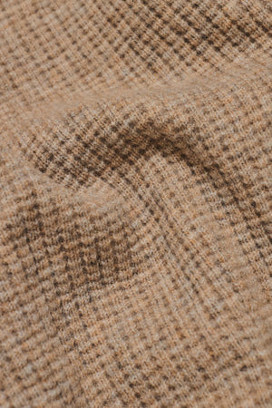 Fisherman Ribbed Open Collar Polo Shirt in Neutral Marl