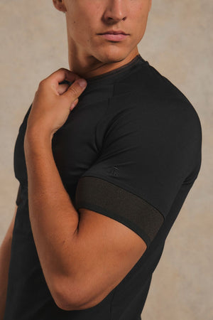 Wide Tipped Fashion T-Shirt in Black with Chocolate Tipping