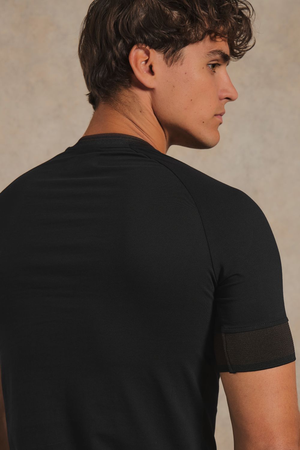 Wide Tipped Fashion T-Shirt in Black with Chocolate Tipping