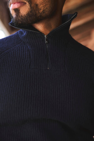Fisherman Rib Half Zip in Navy