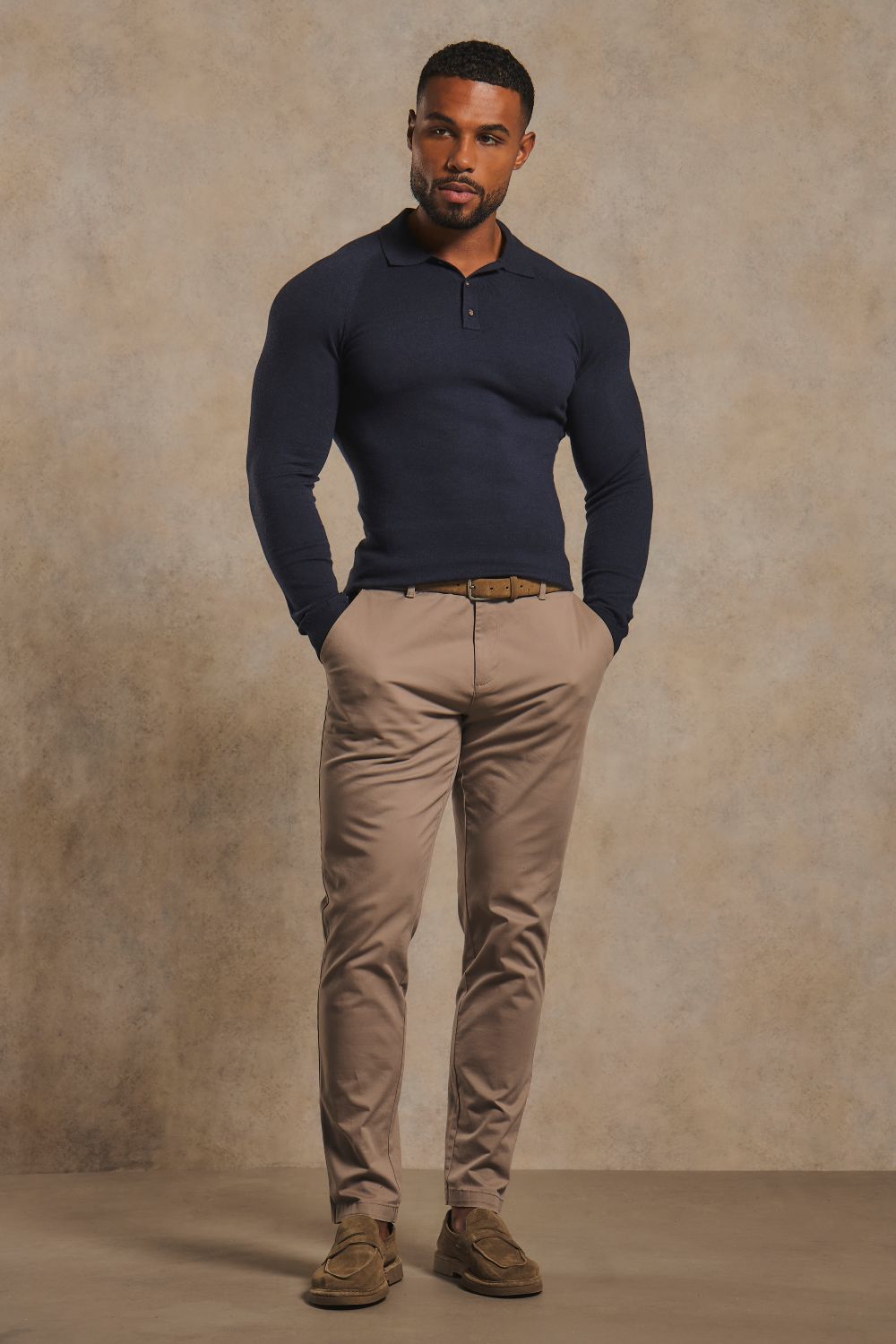 Knitted Polo Shirt in Navy