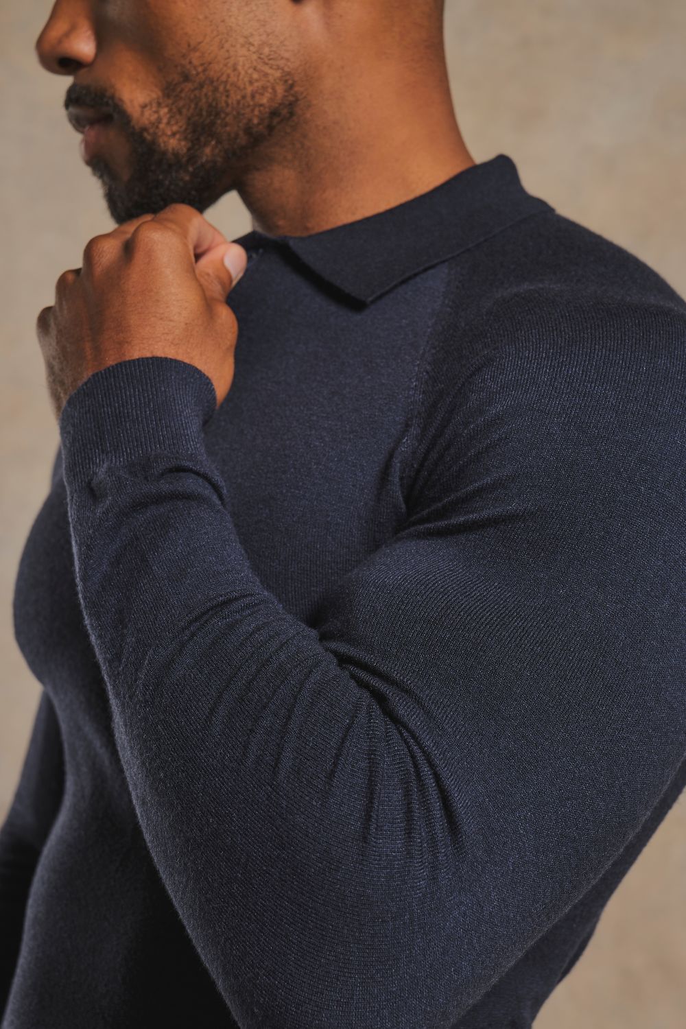 Knitted Polo Shirt in Navy