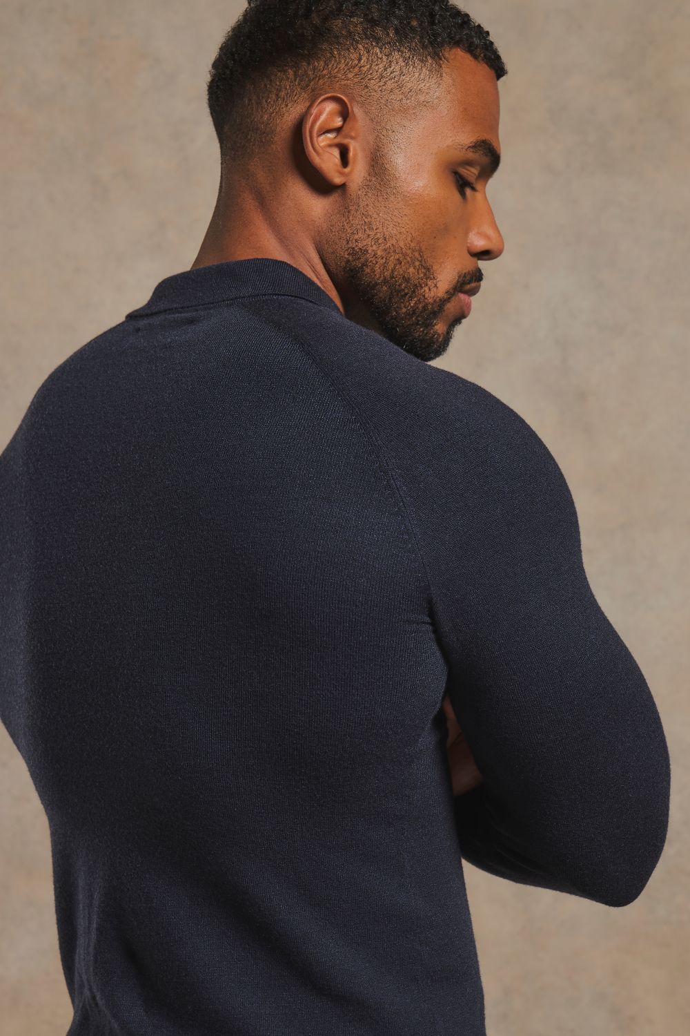 Knitted Polo Shirt in Navy