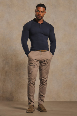 Knitted Polo Shirt in Navy