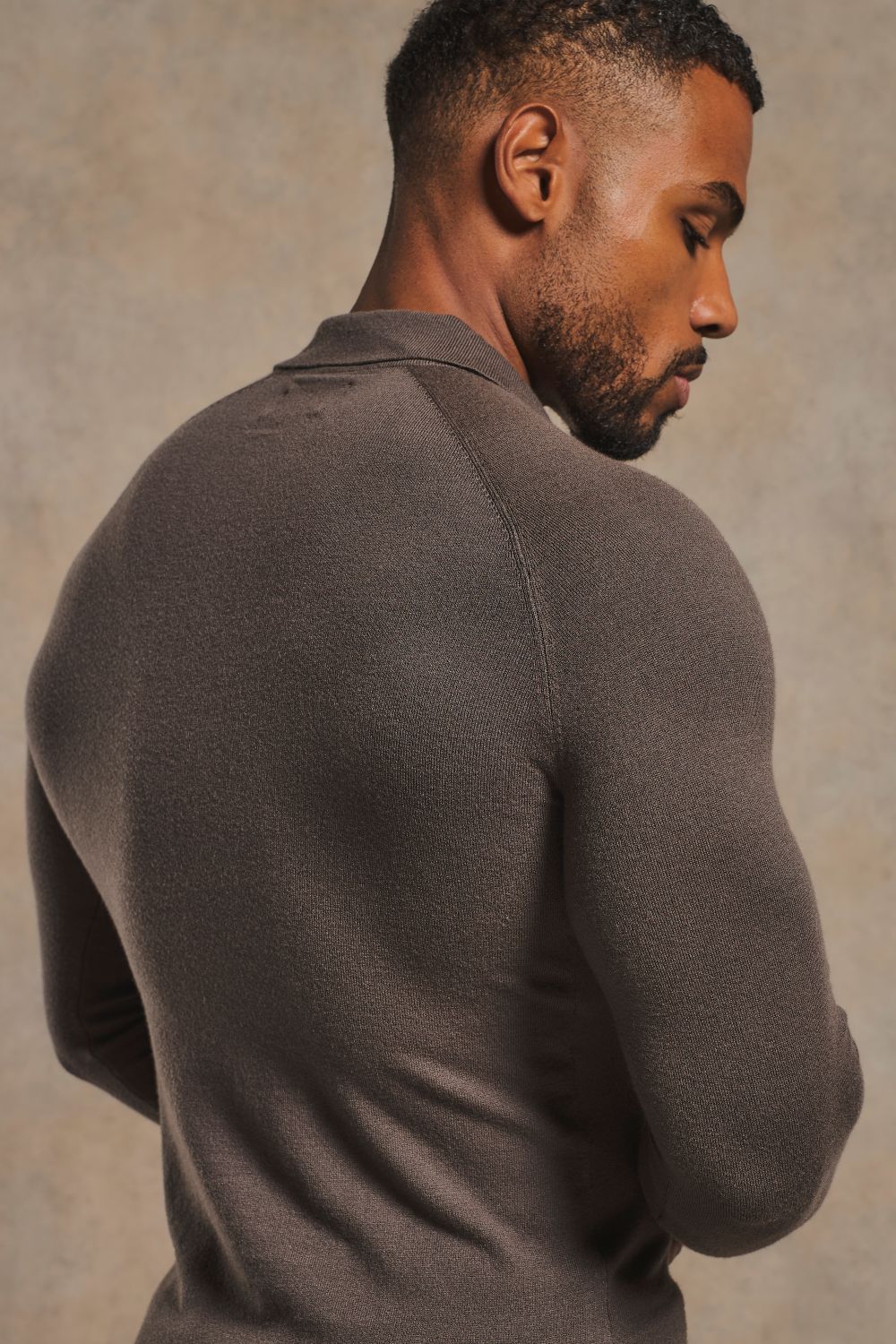 Knitted Polo Shirt in Mocha