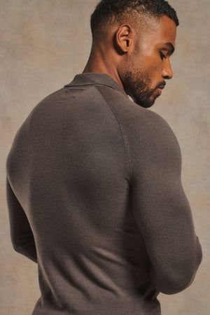 Knitted Polo Shirt in Mocha