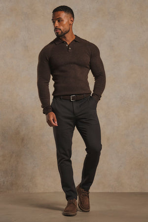 Supersoft Knitted Polo Shirt in Chocolate