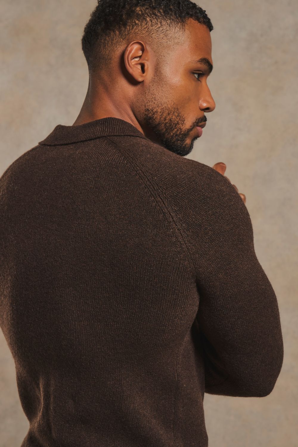 Supersoft Knitted Polo Shirt in Chocolate