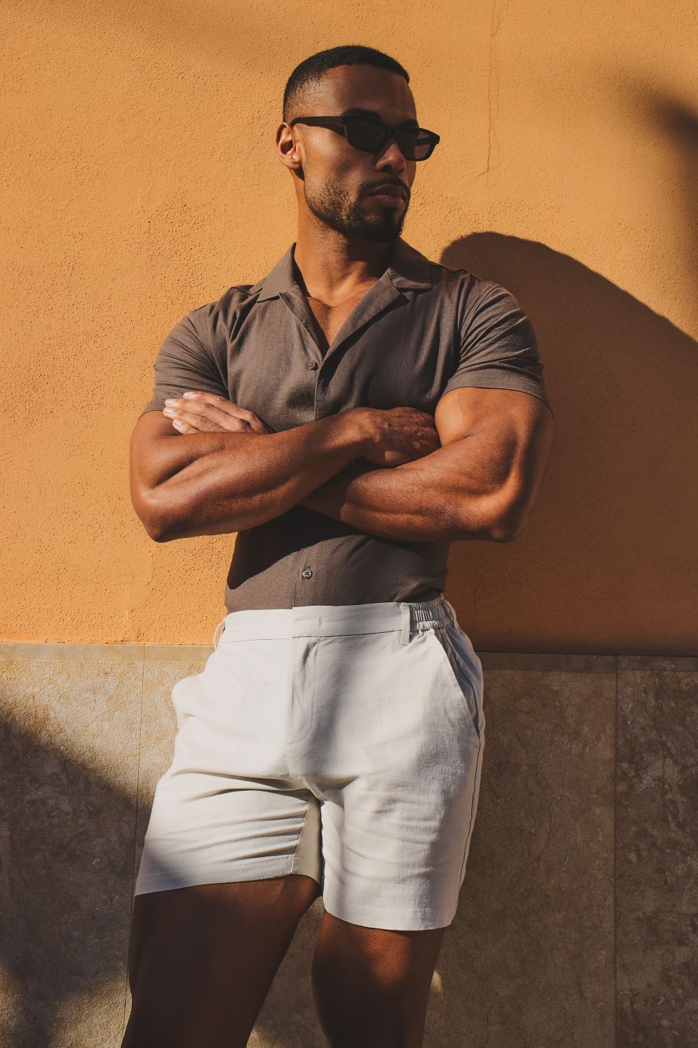 Stretch Smart Linen Blend Short in Stone