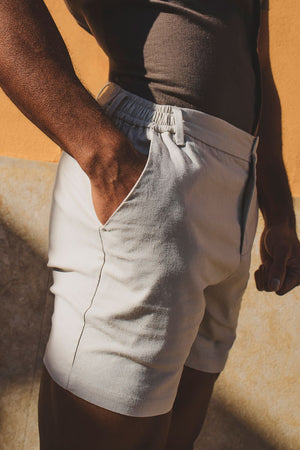 Stretch Smart Linen Blend Short in Stone