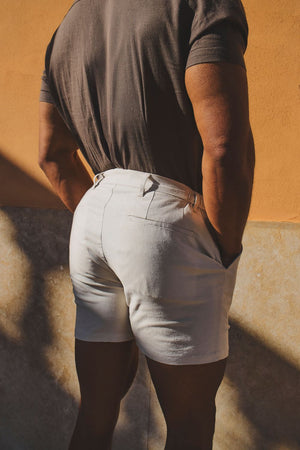 Stretch Smart Linen Blend Short in Stone