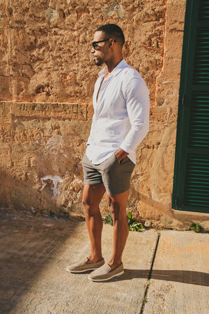 Stretch Smart Linen Blend Short in Mocha