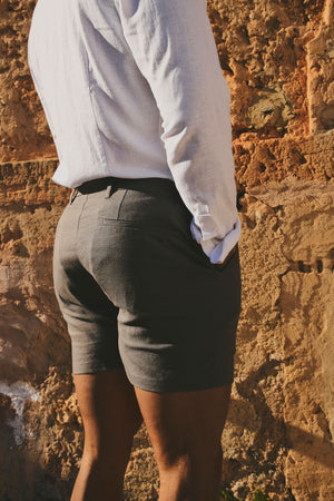 Stretch Smart Linen Blend Short in Mocha