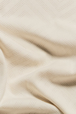 Diamond Jacquard Revere Collar Knitted Shirt in Ecru