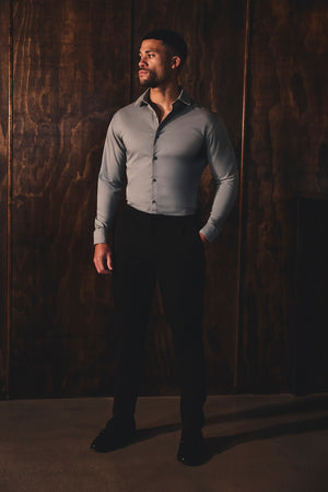 Muscle Fit Dress Shirt in Grey
