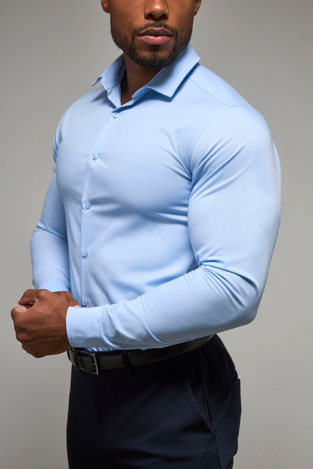 Muscle Fit Dress Shirt in Light Blue