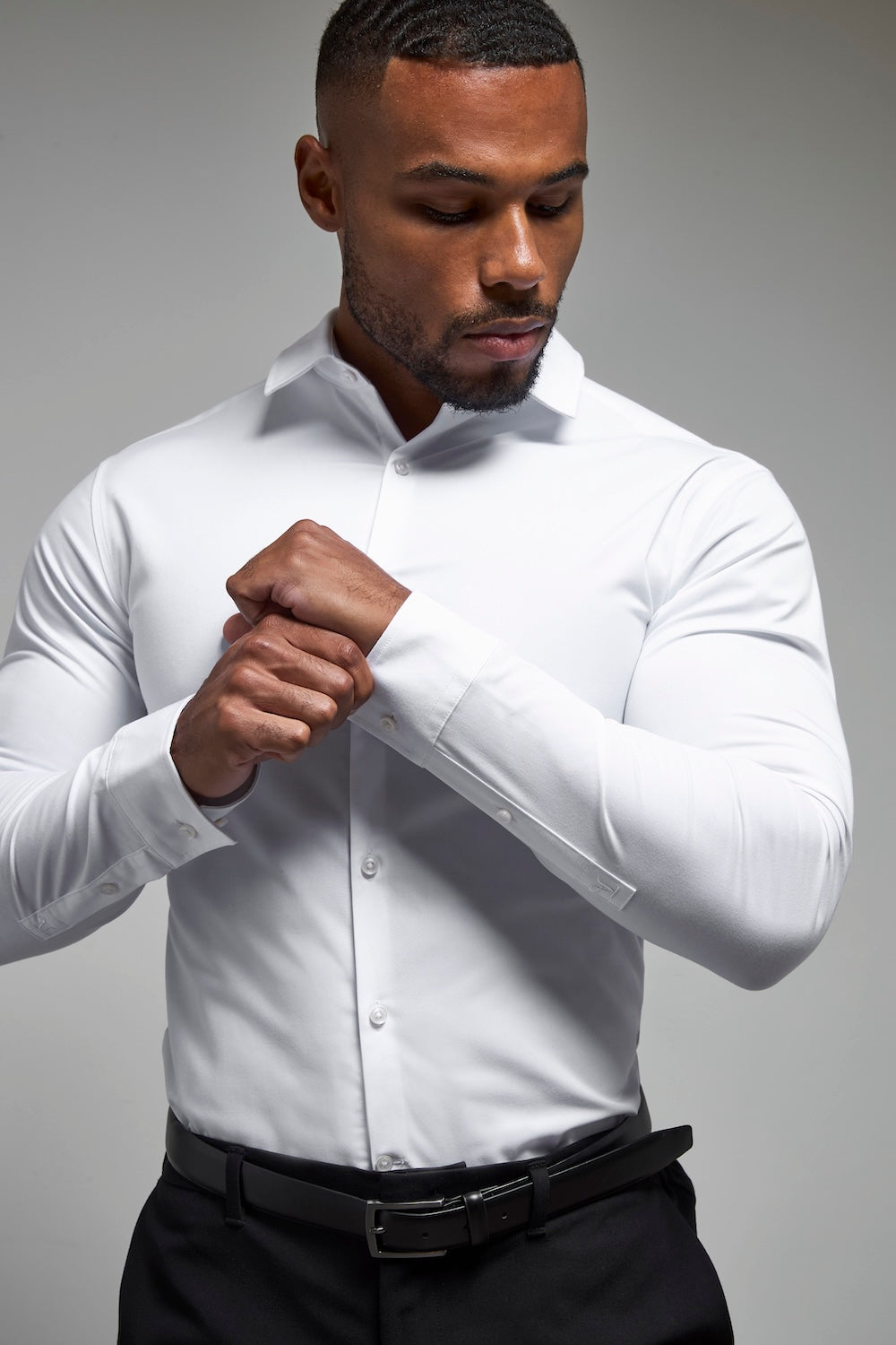 Muscle Fit Dress Shirt in White
