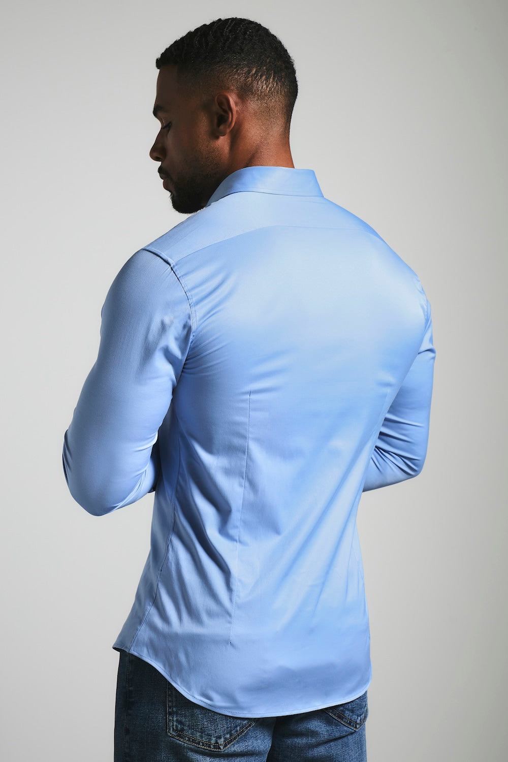 Muscle Fit Signature Shirt in Mid Blue