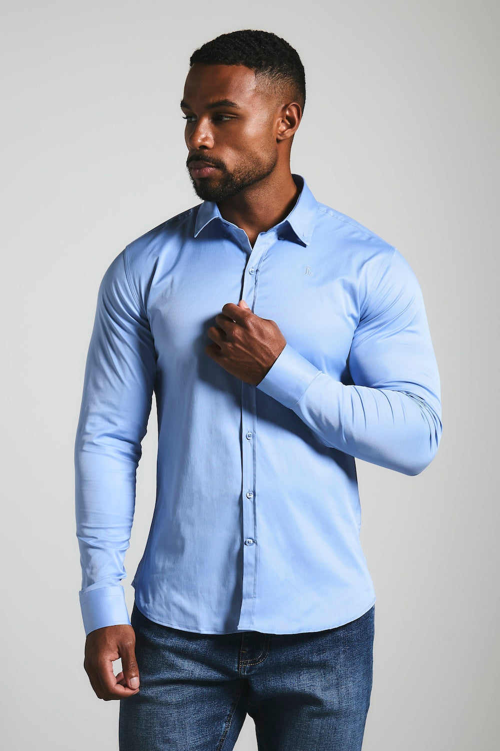 Muscle Fit Signature Shirt in Mid Blue