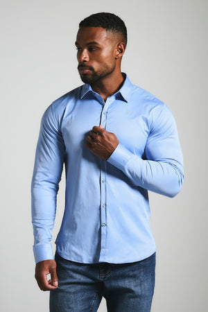 Muscle Fit Signature Shirt in Mid Blue