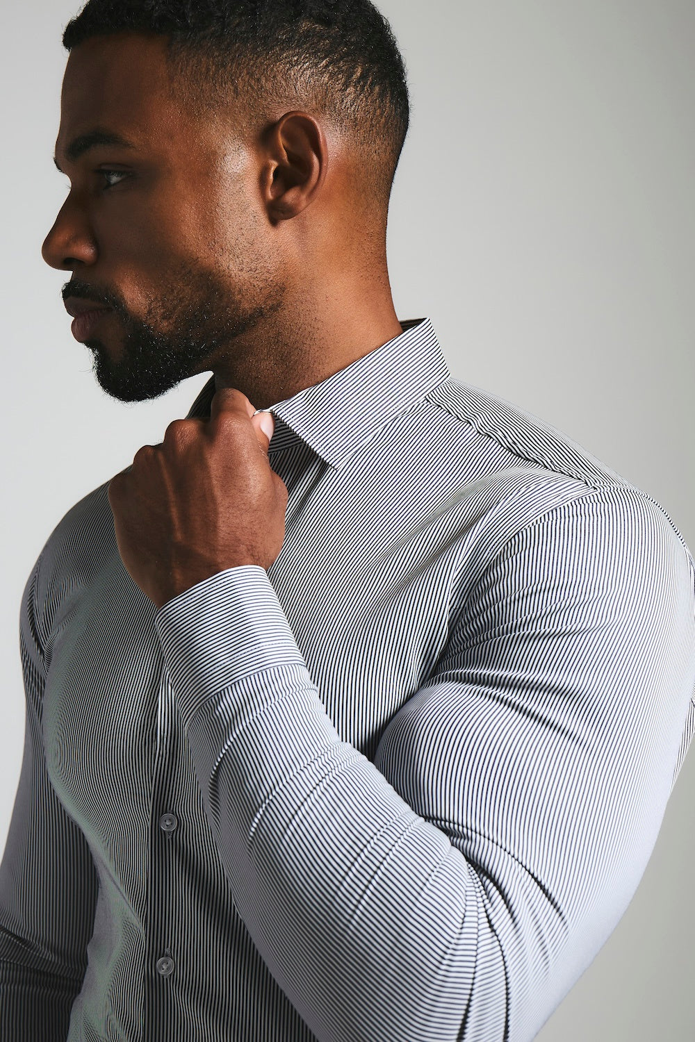 Performance Business Shirt in Navy/White Bengal Stripe