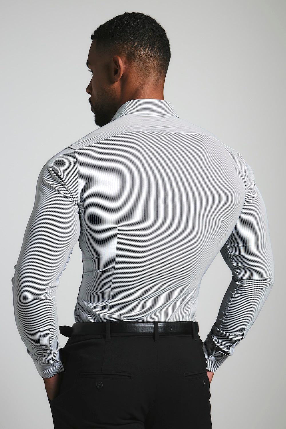 Performance Business Shirt in Navy/White Bengal Stripe