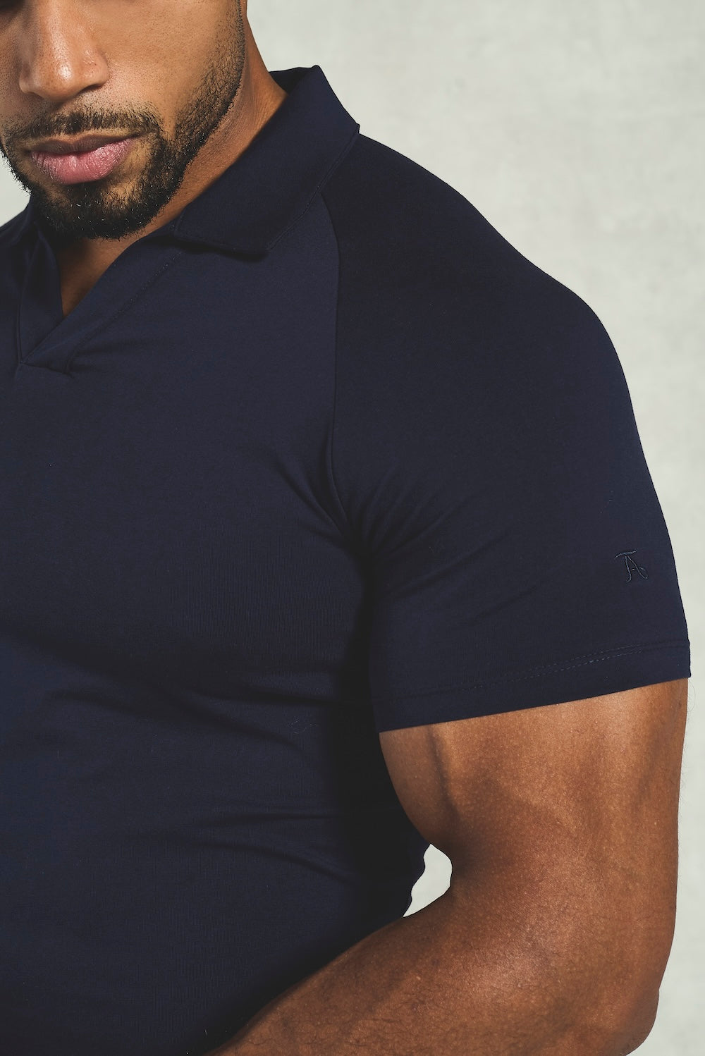 Essential Jersey Buttonless Polo Shirt in Navy